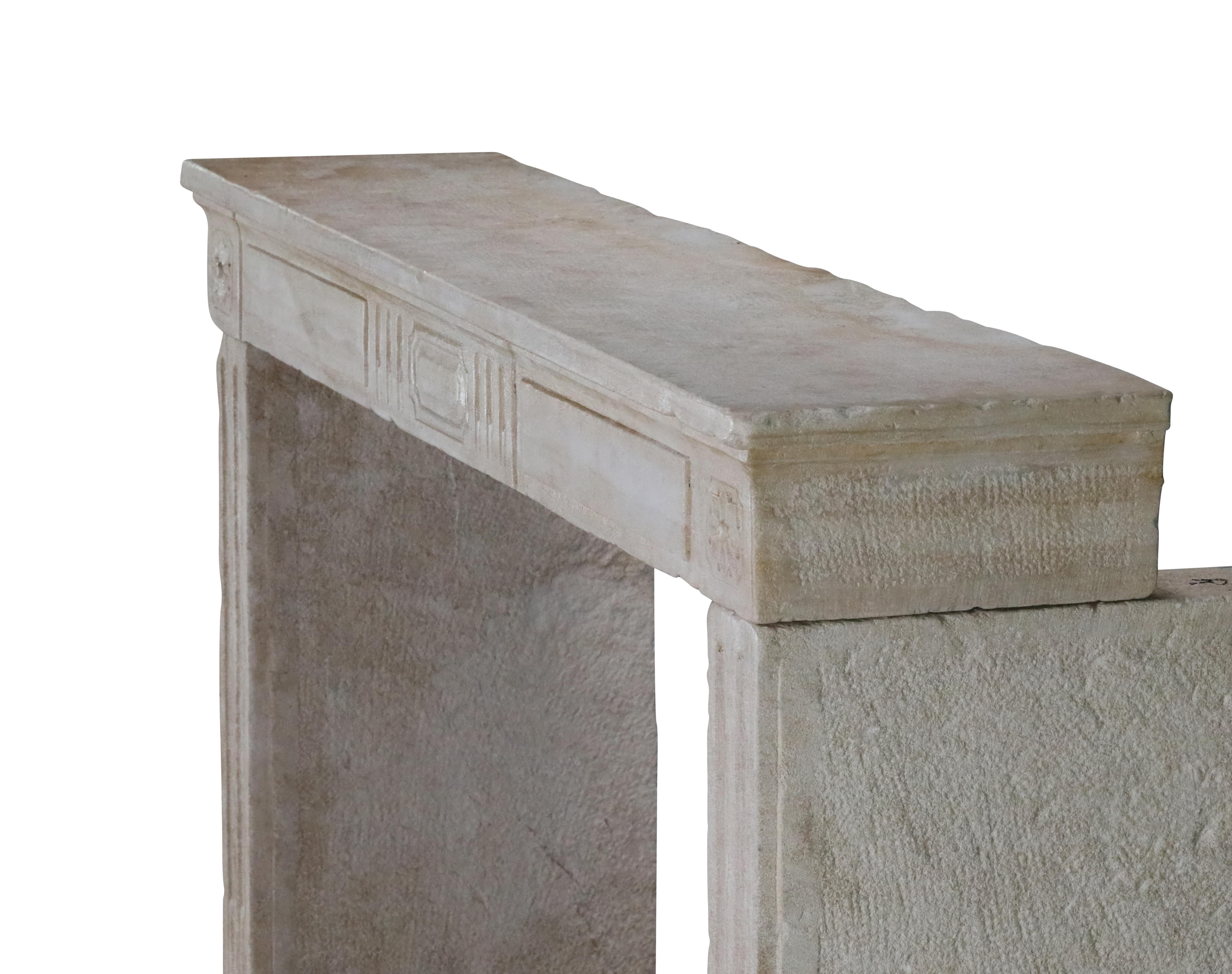 French Provincial Chic Limestone Fireplace 2