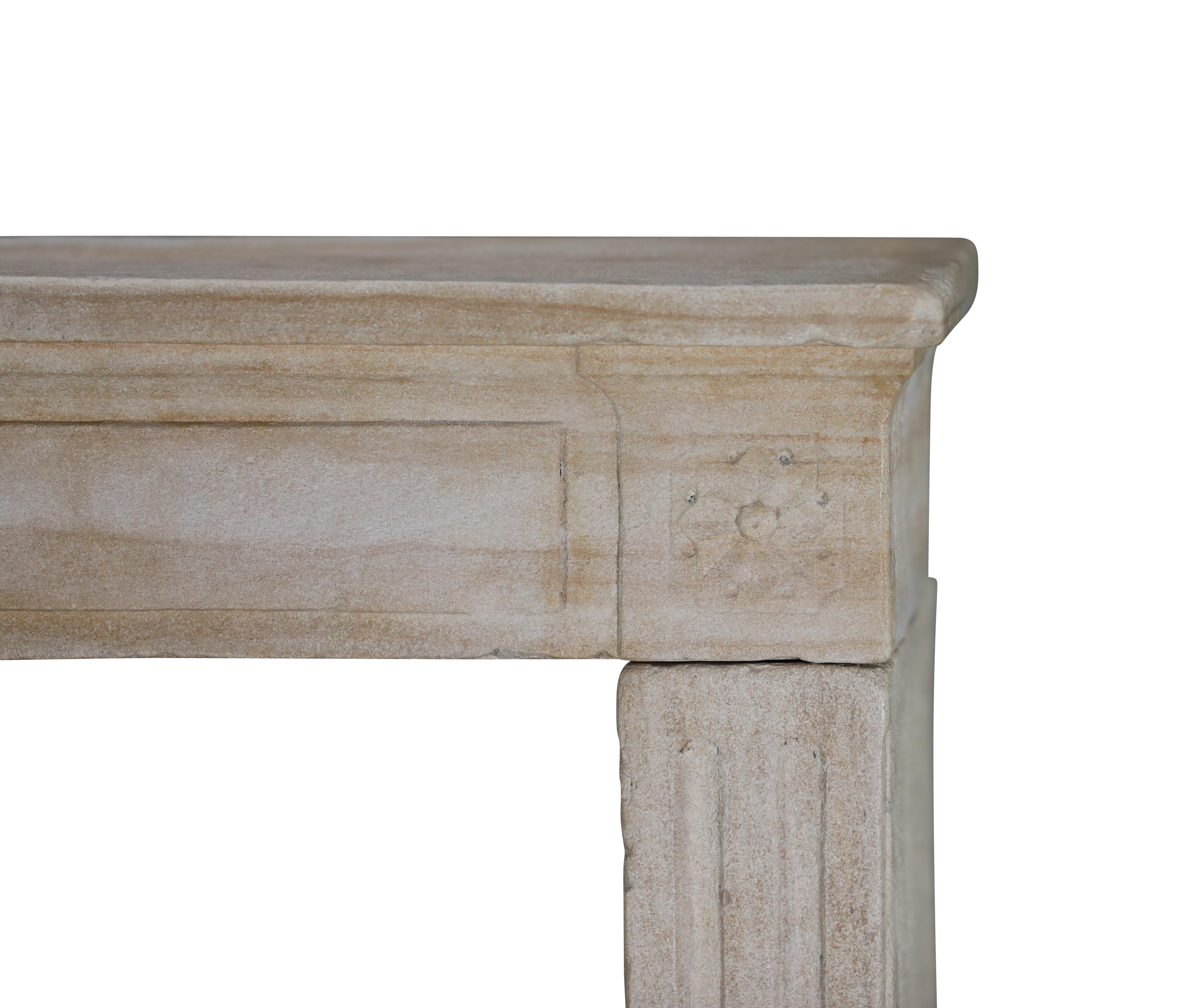 French Provincial Chic Limestone Fireplace 3