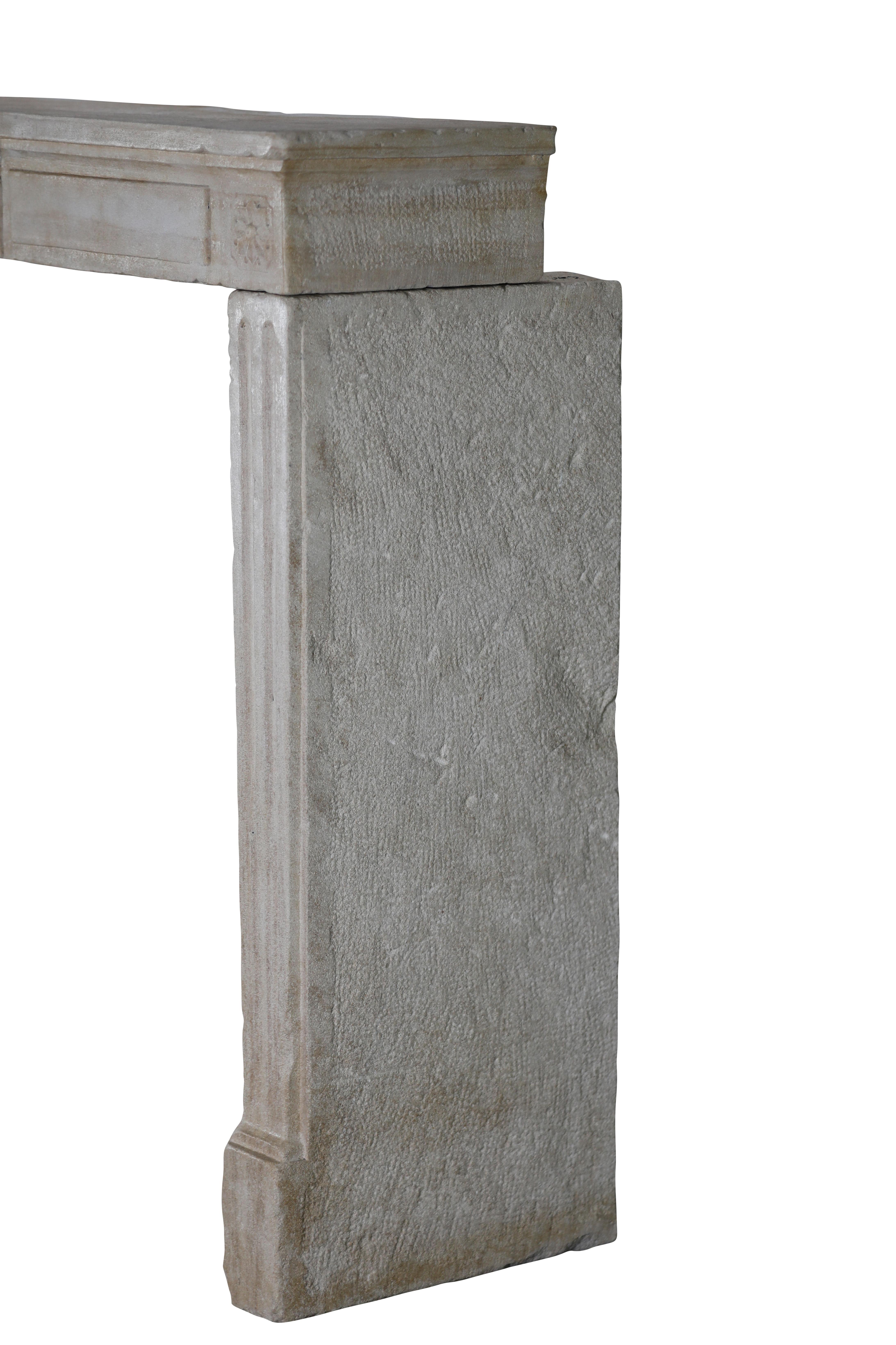 French Provincial Chic Limestone Fireplace 4