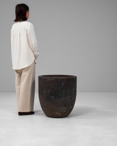 French Provincial Concrete Planter, Dark Bronze Patina, 1920s, France