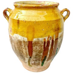 Antique French Provincial Confit Pot of a Vibrant Mustard Color