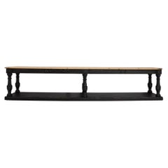 French Provincial Console Table, Black Wood, 20th Century, France
