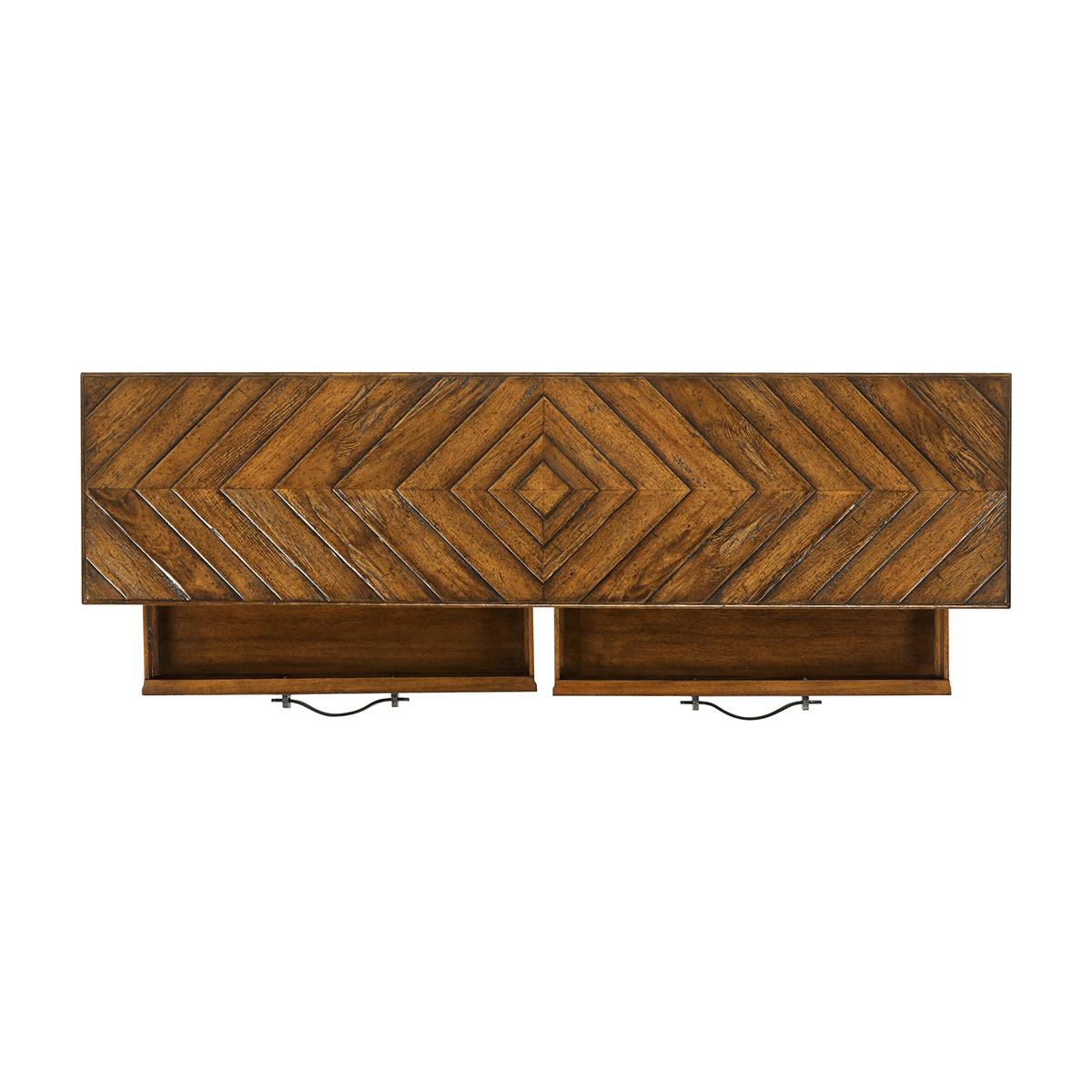 Contemporary French Provincial Console Table, Walnut Finish