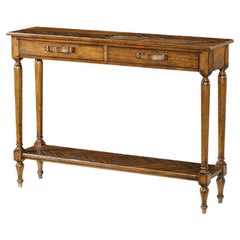 French Provincial Console Table, Walnut Finish