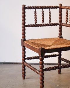19th Century French Provincial Corner Chair, Antique Wood Design