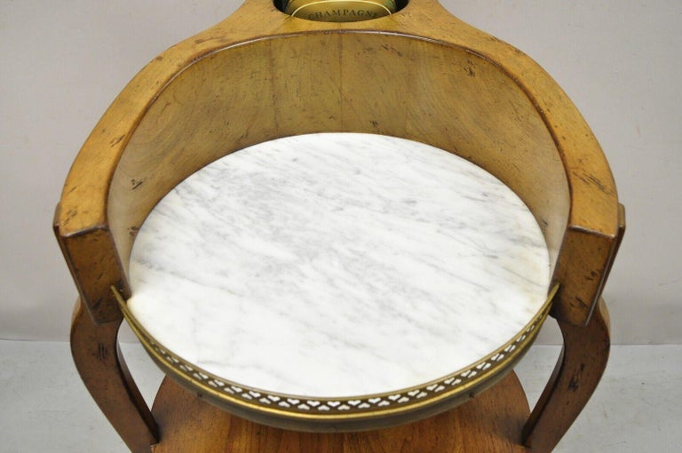 French Provincial Country Biedermeier Cherry Marble Side Table Ice