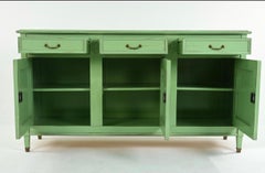 Grüner Grange-Möbelschrank, Sideboard, handgefertigt, Französische Provence