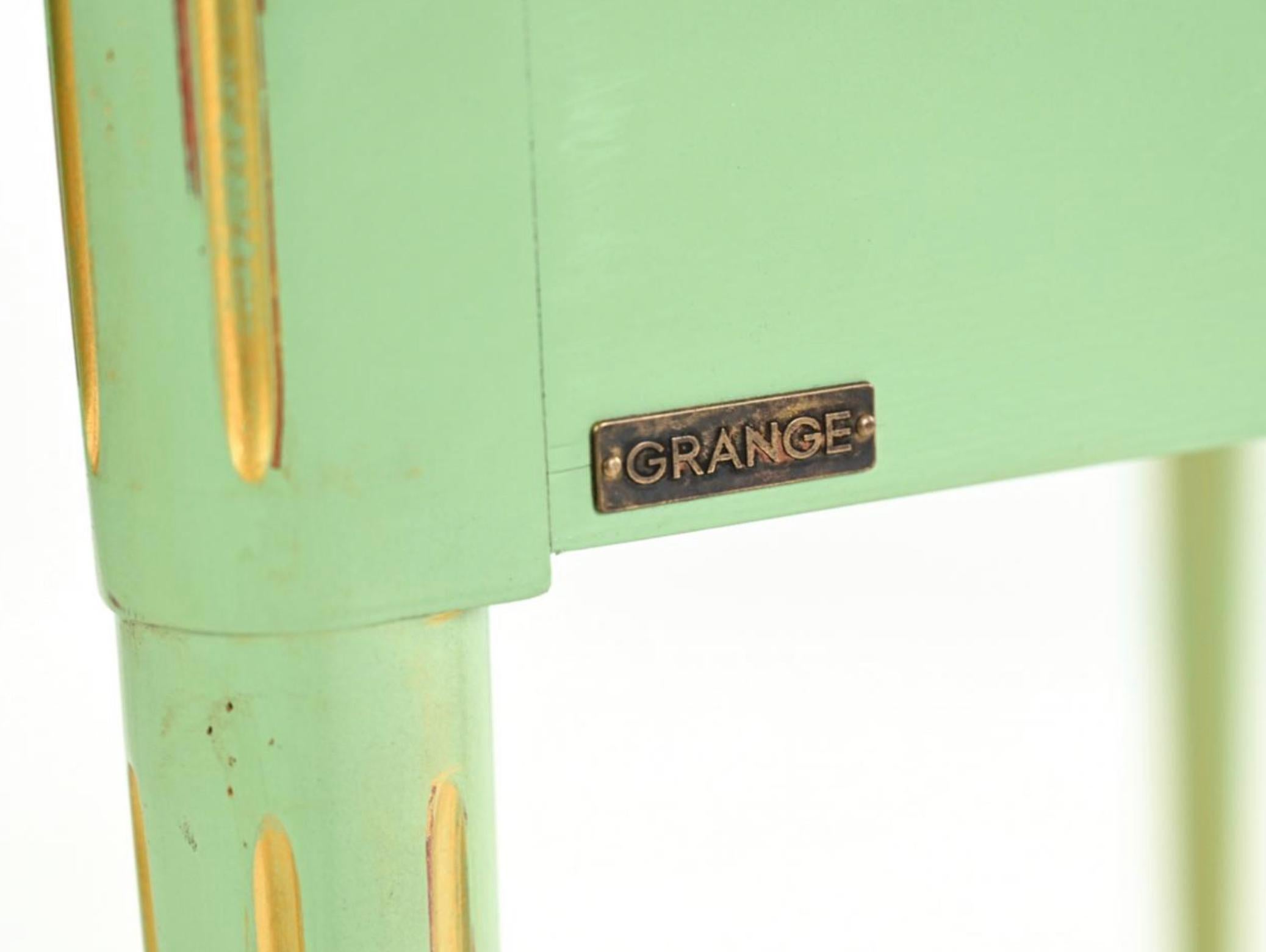 Français Table triangulaire en granit vert sur mesure, console d'angle, France en vente