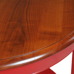 Consola provincial francesa demi-lune de cerezo macizo,  rojo amapola lacado