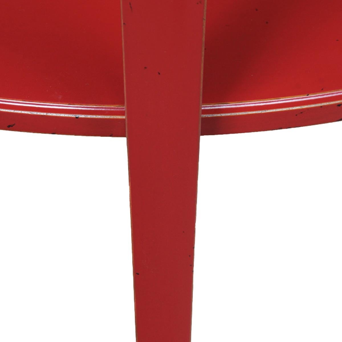 Hand-Crafted French provincial demi-lune console table in solid cherry,  poppy red lacquered For Sale