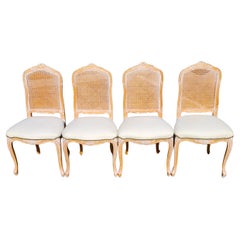 French Provincial Dining Chairs Caned Made in Italy Set of 4