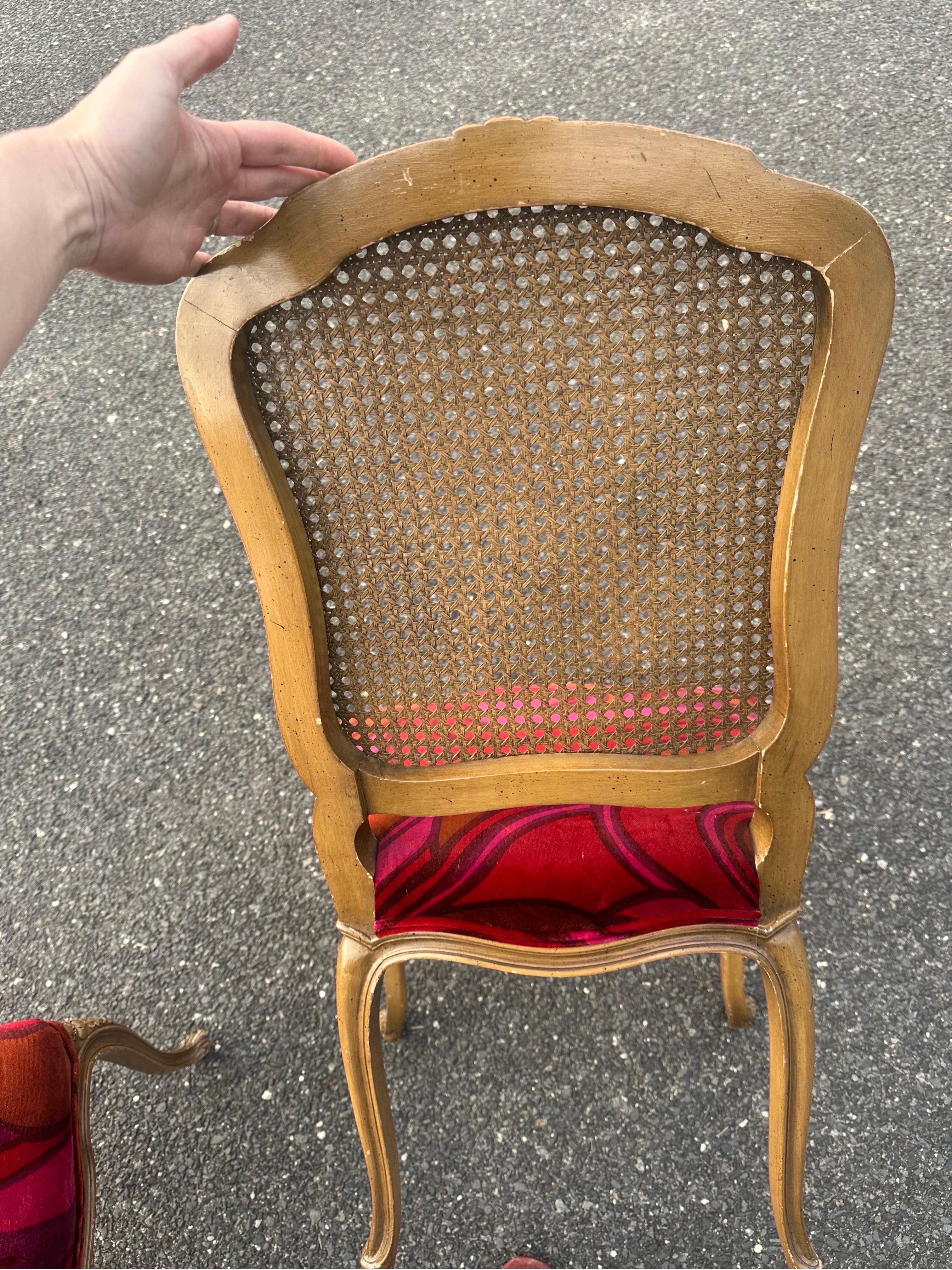 Mid-20th Century French provincial dining chairs upholstered in Jack lenor larsen For Sale