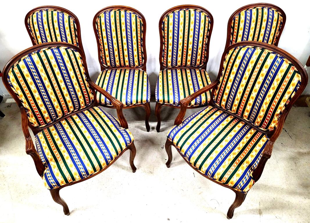 French Provincial Dining Chairs Vintage Set of 6 In Good Condition For Sale In Lake Worth, FL