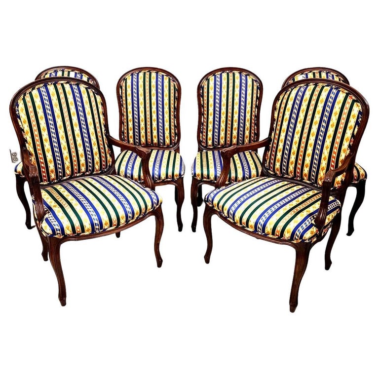French Provincial Dining Chairs Vintage Set of 6 For Sale at 1stDibs