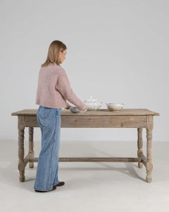 French Provincial Dining Table, Bleached Oak, 19th Century, France