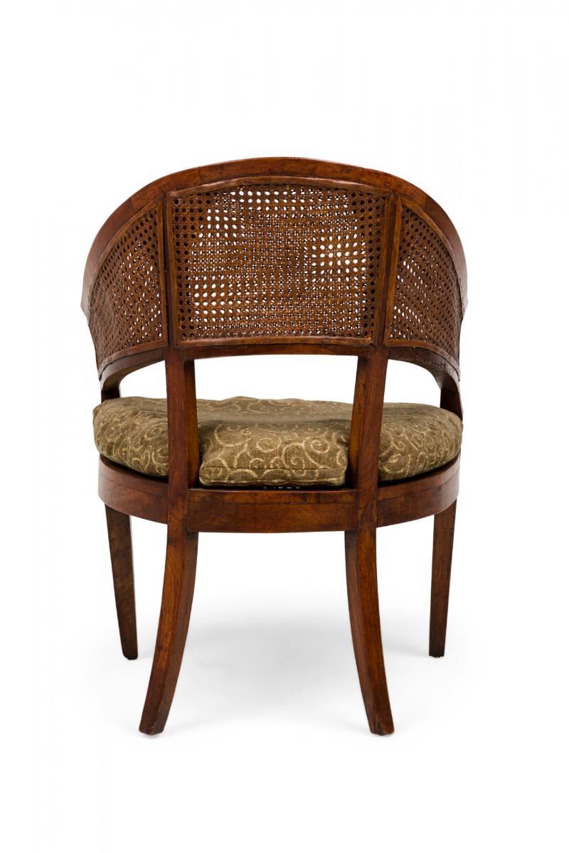 18th Century and Earlier French Provincial Double Caned Wooden Horseshoe Back Armchair with Green For Sale