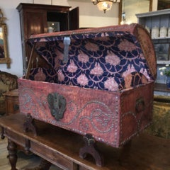 French Provincial Dowry Chest, Toile De Jouy Lined, Early 19th-Late 18th Century