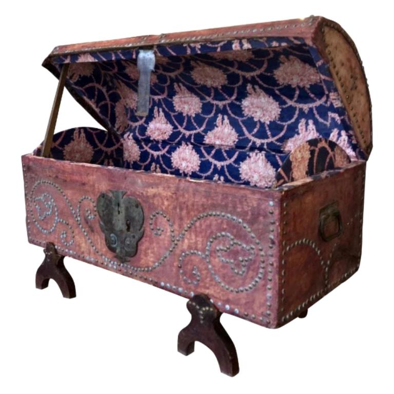 French Provincial Dowry Chest, Toile De Jouy Lined, Early 19thLate