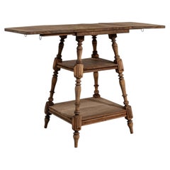 French Provincial Drop Leaf Table, Natural Oak, 19th Century, Antique