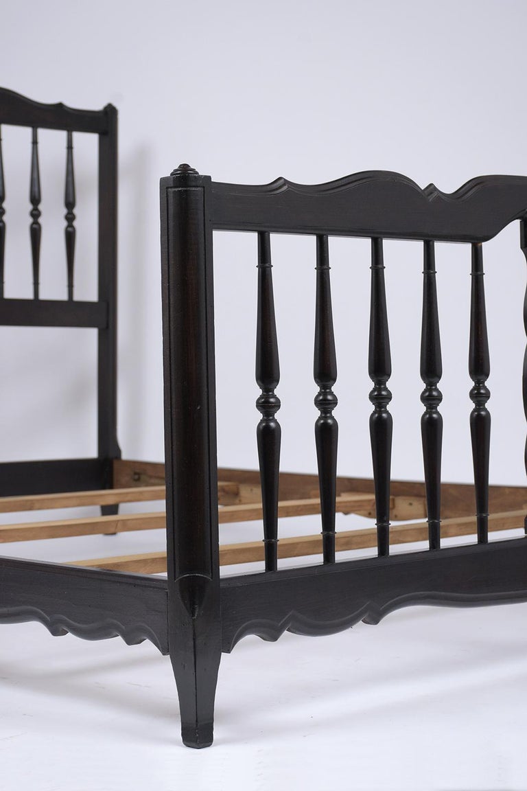 French Provincial Ebonized Full Size Bed For Sale at 1stDibs