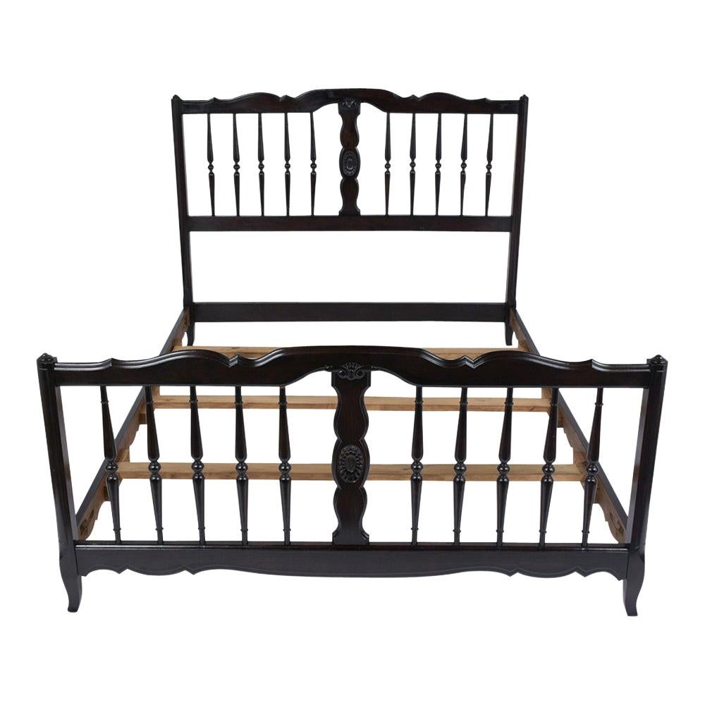 French Provincial Ebonized Full Size Bed at 1stDibs