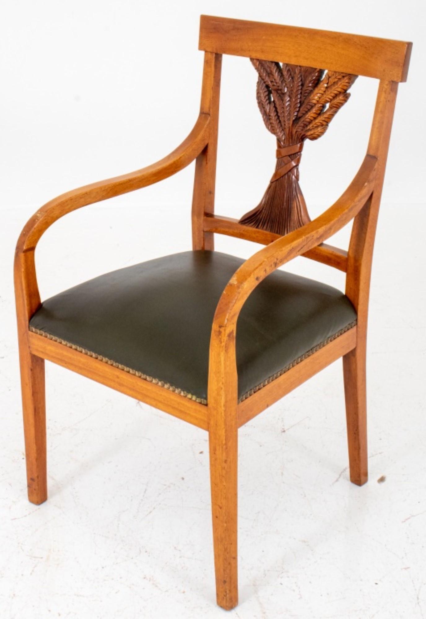 Leather French Provincial Empire Style Armchair For Sale