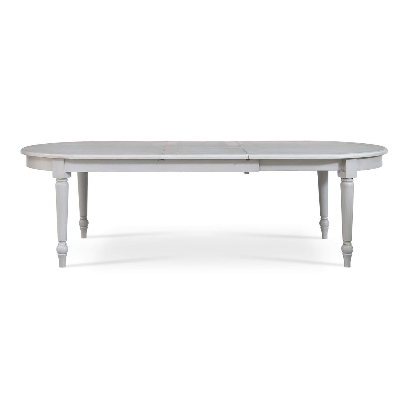 Asian French Provincial Extendable Oval Dining Table - Charleston Grey For Sale