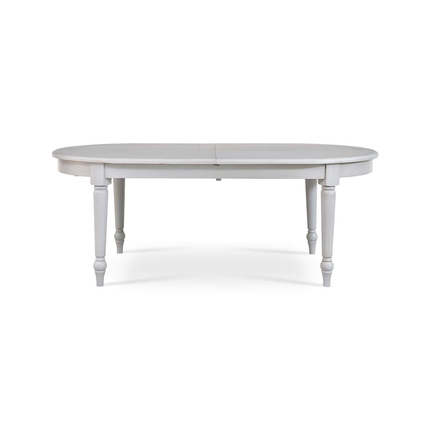 French Provincial Extendable Oval Dining Table - Charleston Grey In New Condition For Sale In Westwood, NJ