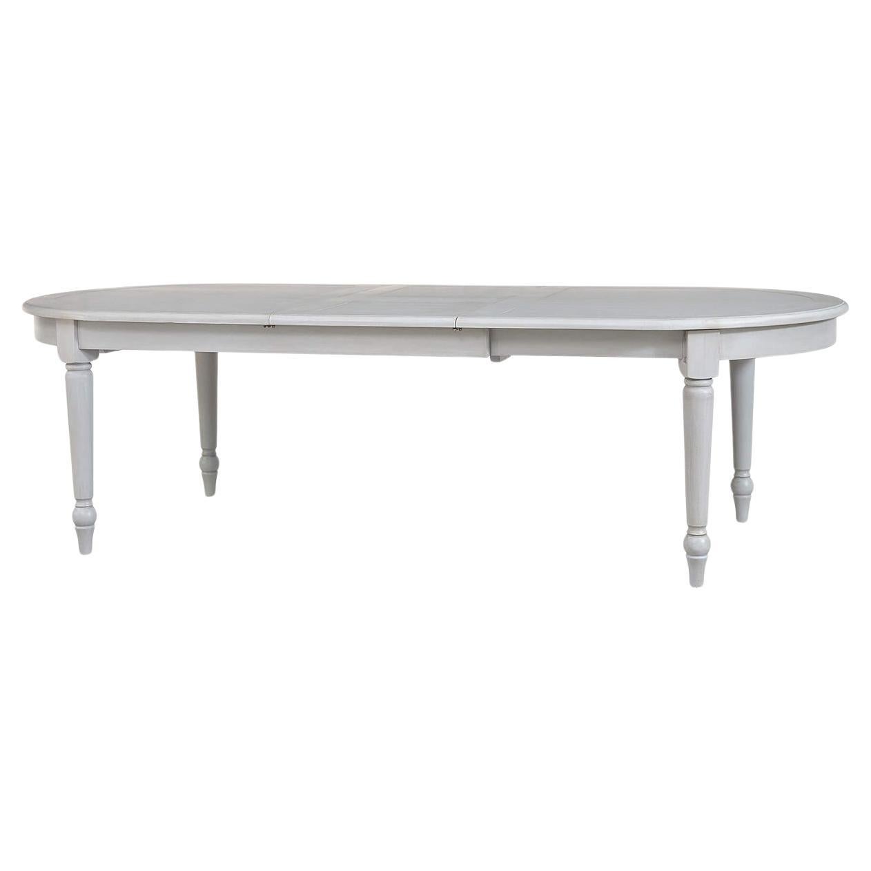 French Provincial Extendable Oval Dining Table - Charleston Grey For Sale