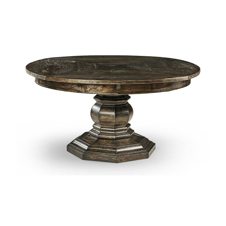 French Provincial Extension Dining Table, Dark Driftwood For Sale at