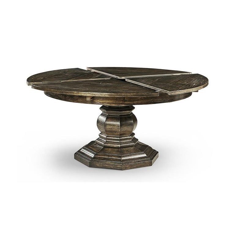 French Provincial Extension Dining Table, Dark Driftwood For Sale at