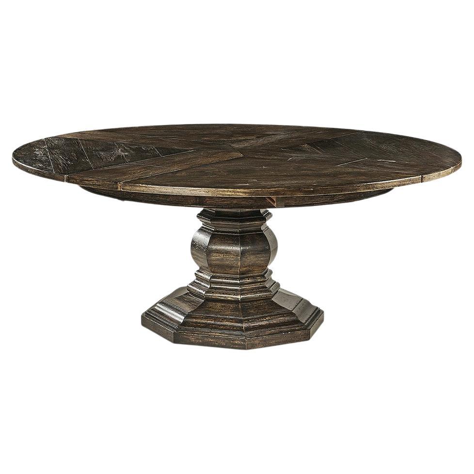 French Provincial Extension Dining Table, Dark Driftwood For Sale