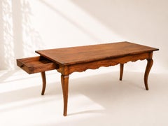 French Provincial Farm Table in Solid Oak – Louis XV Style