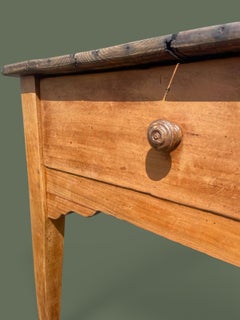 French Provincial Farmhouse Dining Table, Fruitwood and Pine, Single Drawer