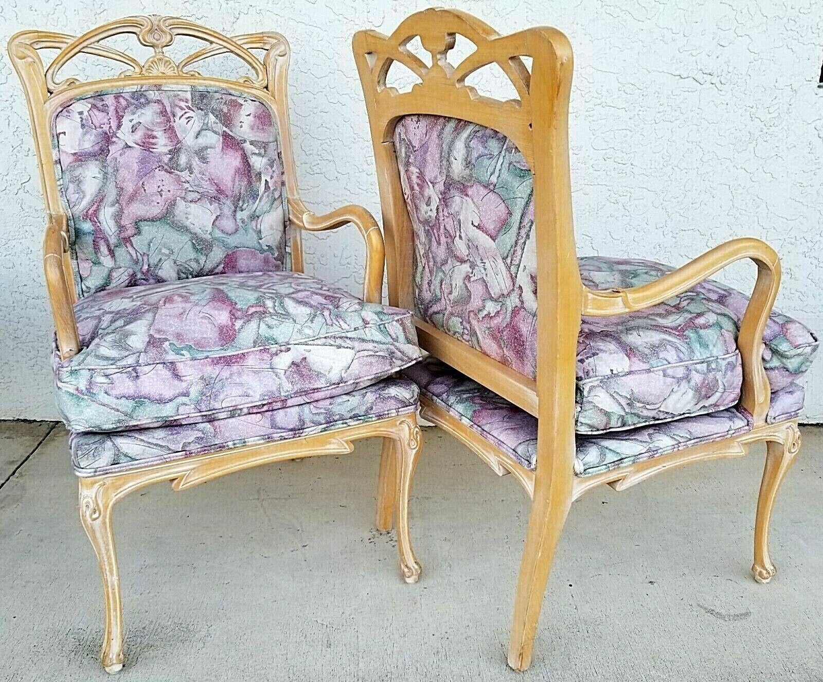 French Provincial Fauteuil Accent Chairs Armchairs In Good Condition For Sale In Lake Worth, FL