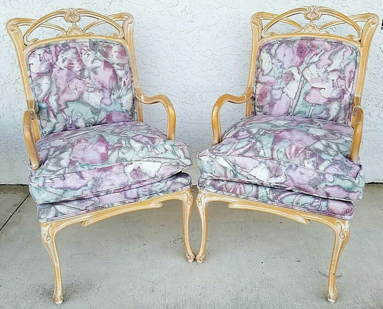 Late 20th Century French Provincial Fauteuil Accent Chairs Armchairs For Sale