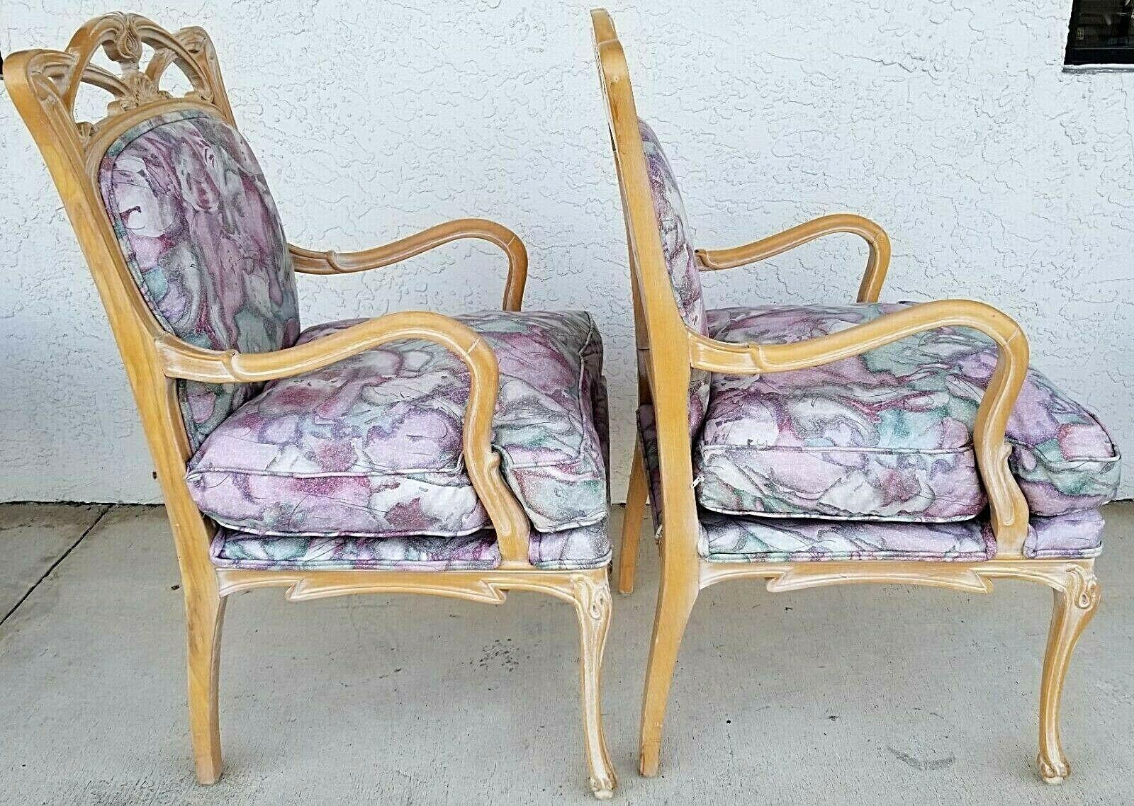 Wood French Provincial Fauteuil Accent Chairs Armchairs For Sale