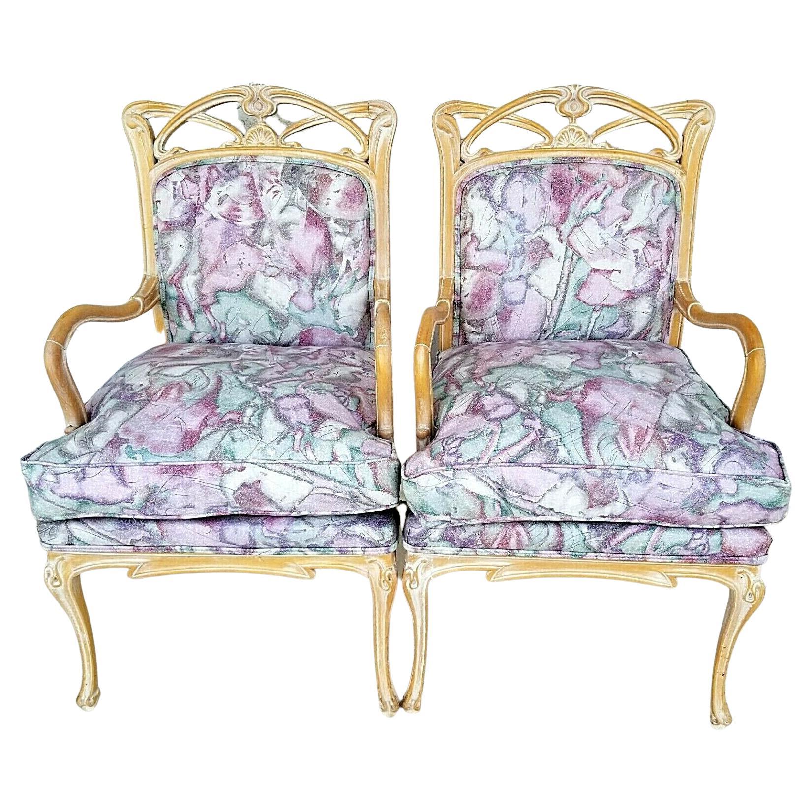 French Provincial Fauteuil Accent Chairs Armchairs For Sale