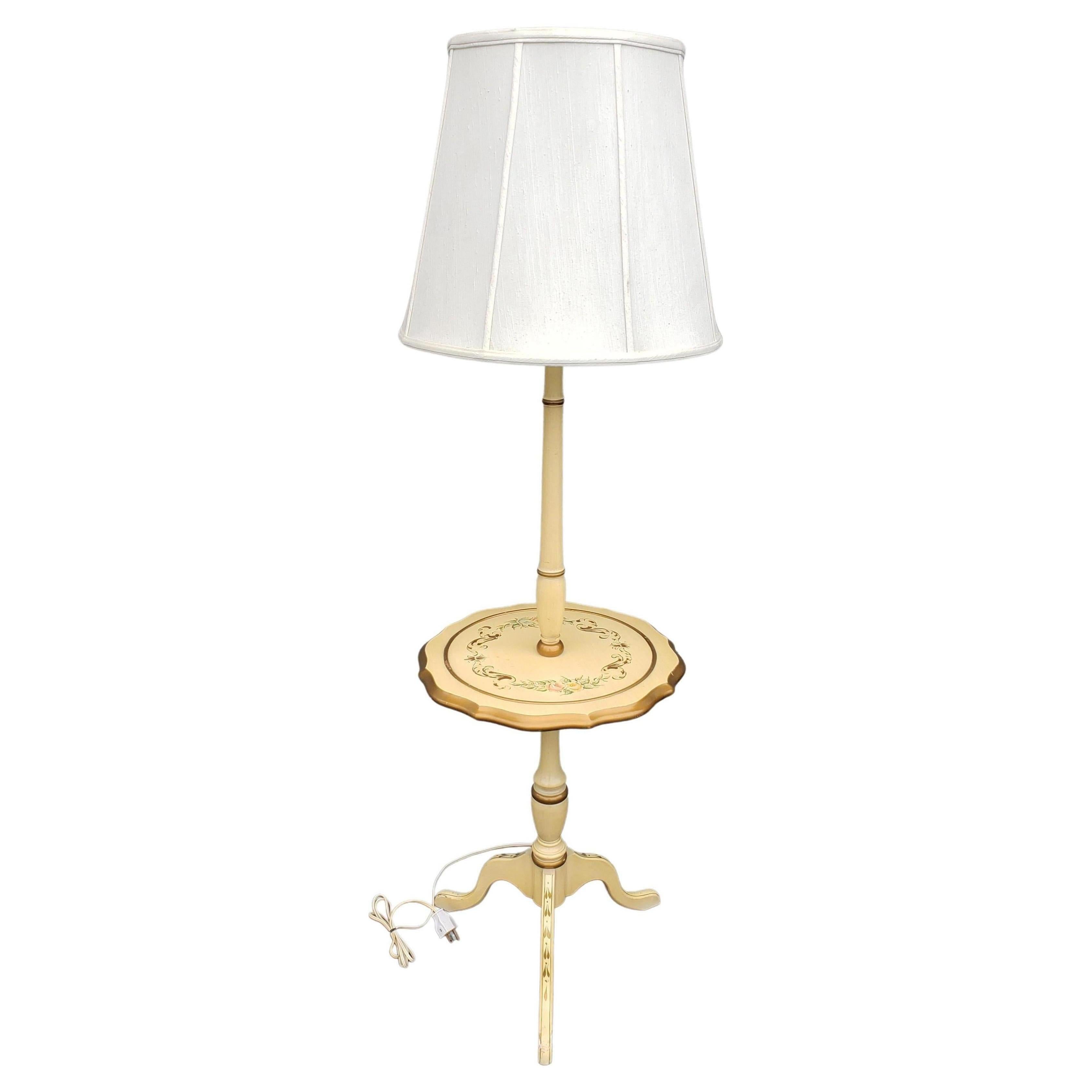 French Provincial Floor Lamp Table, Circa 1960s For Sale