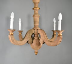 French Provincial Four Arm Chandelier in Solid Oak