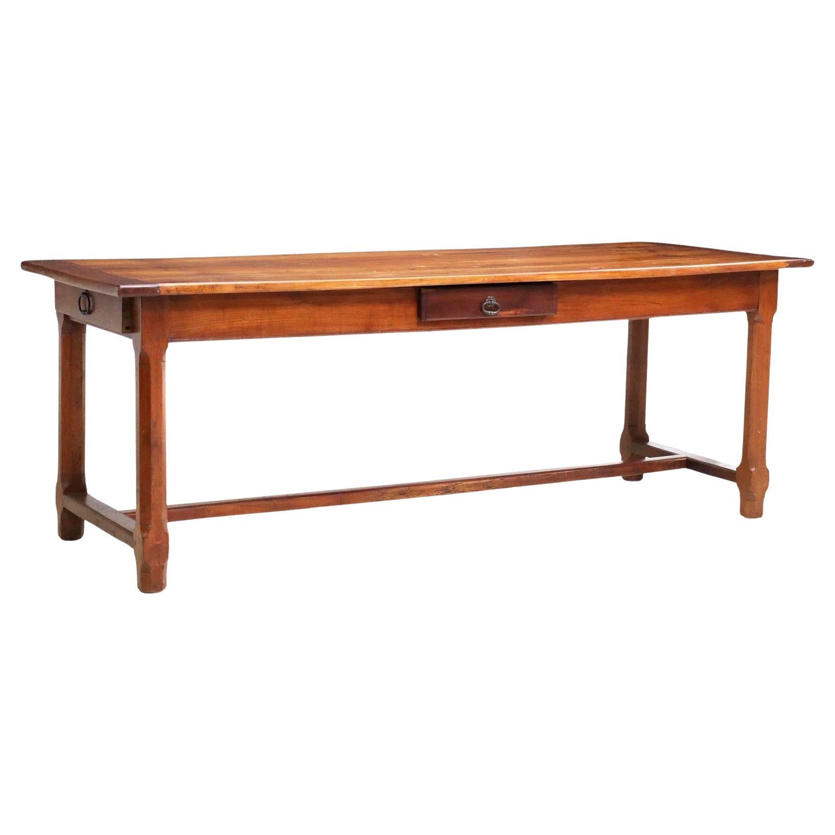 French Provincial Fruitwood Farmhouse Table For Sale