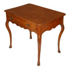French Provincial Fruitwood Table with Scalloped Apron