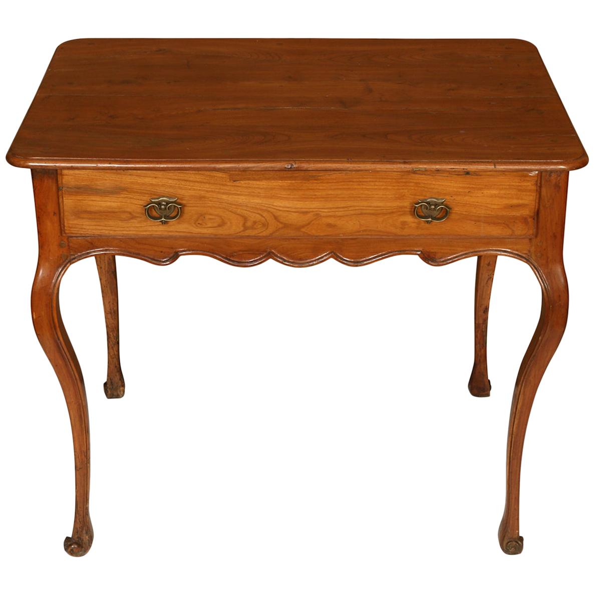French Provincial Fruitwood Table with Scalloped Apron