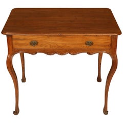 French Provincial Fruitwood Table with Scalloped Apron
