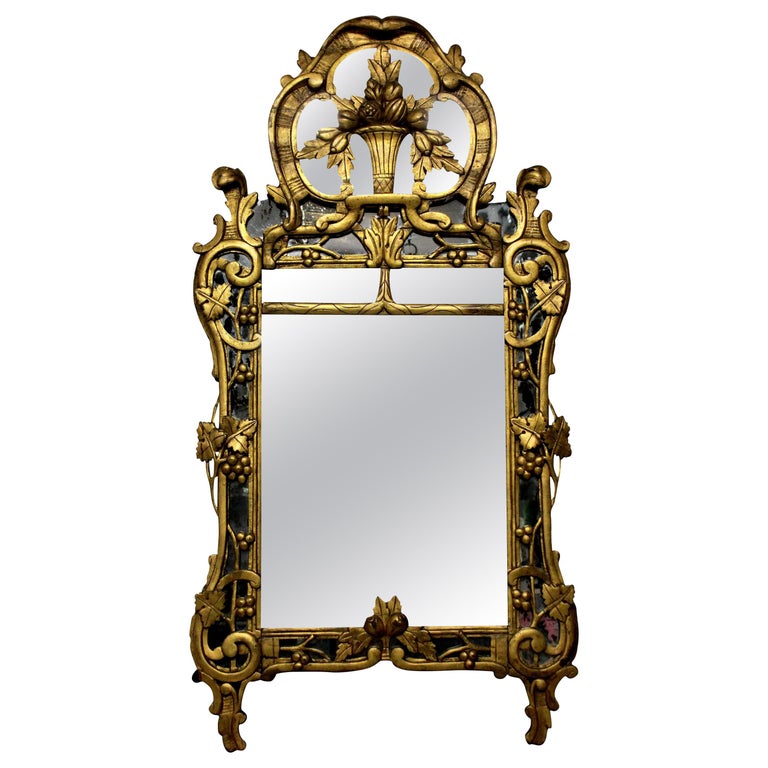 French Provincial Giltwood Mirror with the Original Looking Glass For Sale at 1stDibs