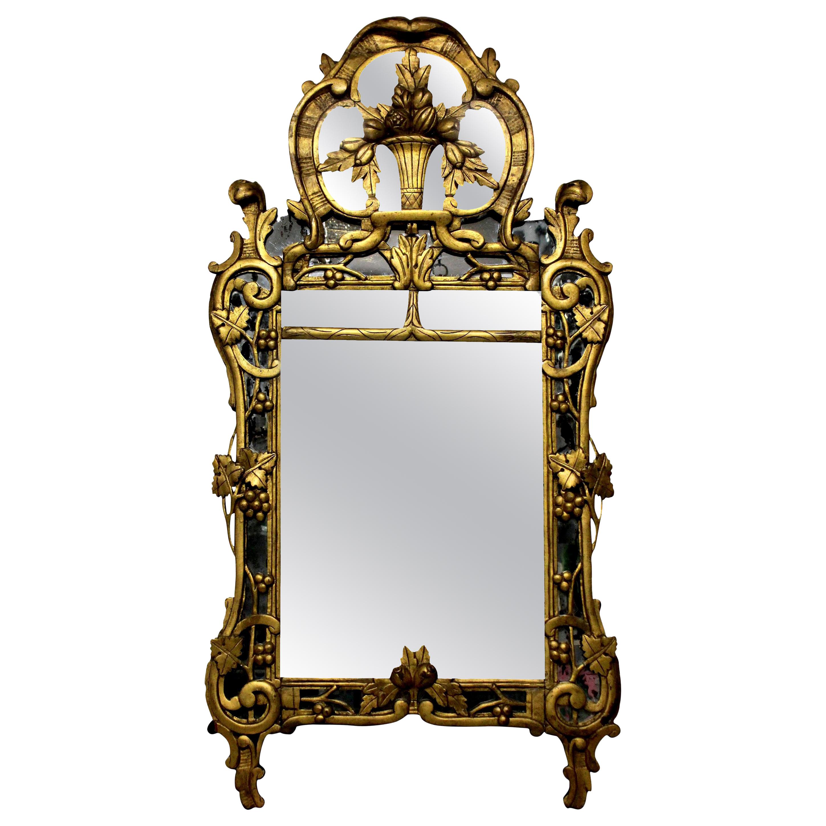 French Provincial Giltwood Mirror with the Original Looking Glass