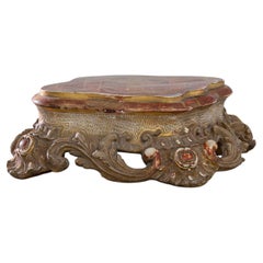 French Provincial Giltwood Plinth, Late 19th Century, Colorful Design
