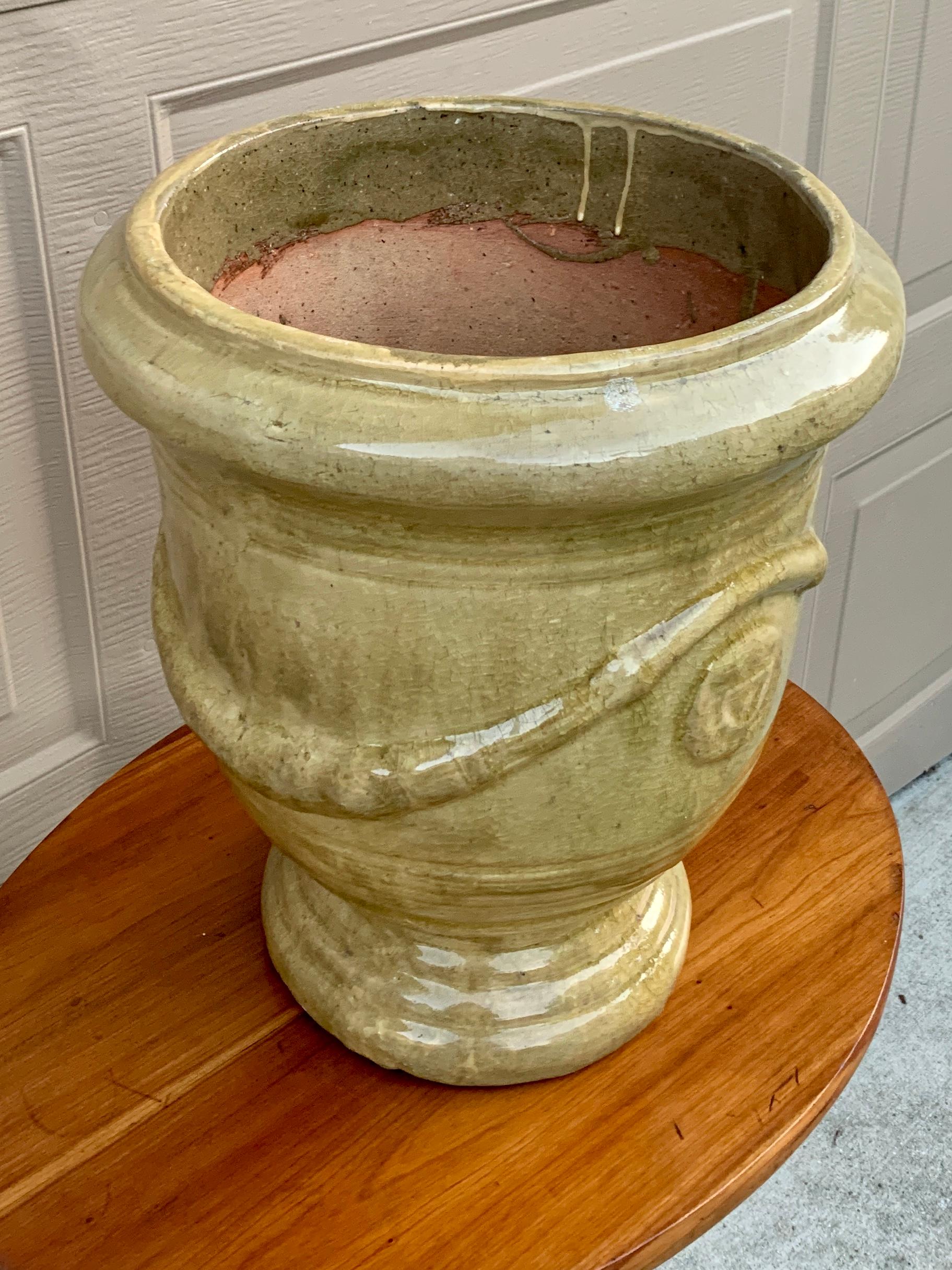 20th Century French Provincial Glazed Earthenware Planter For Sale