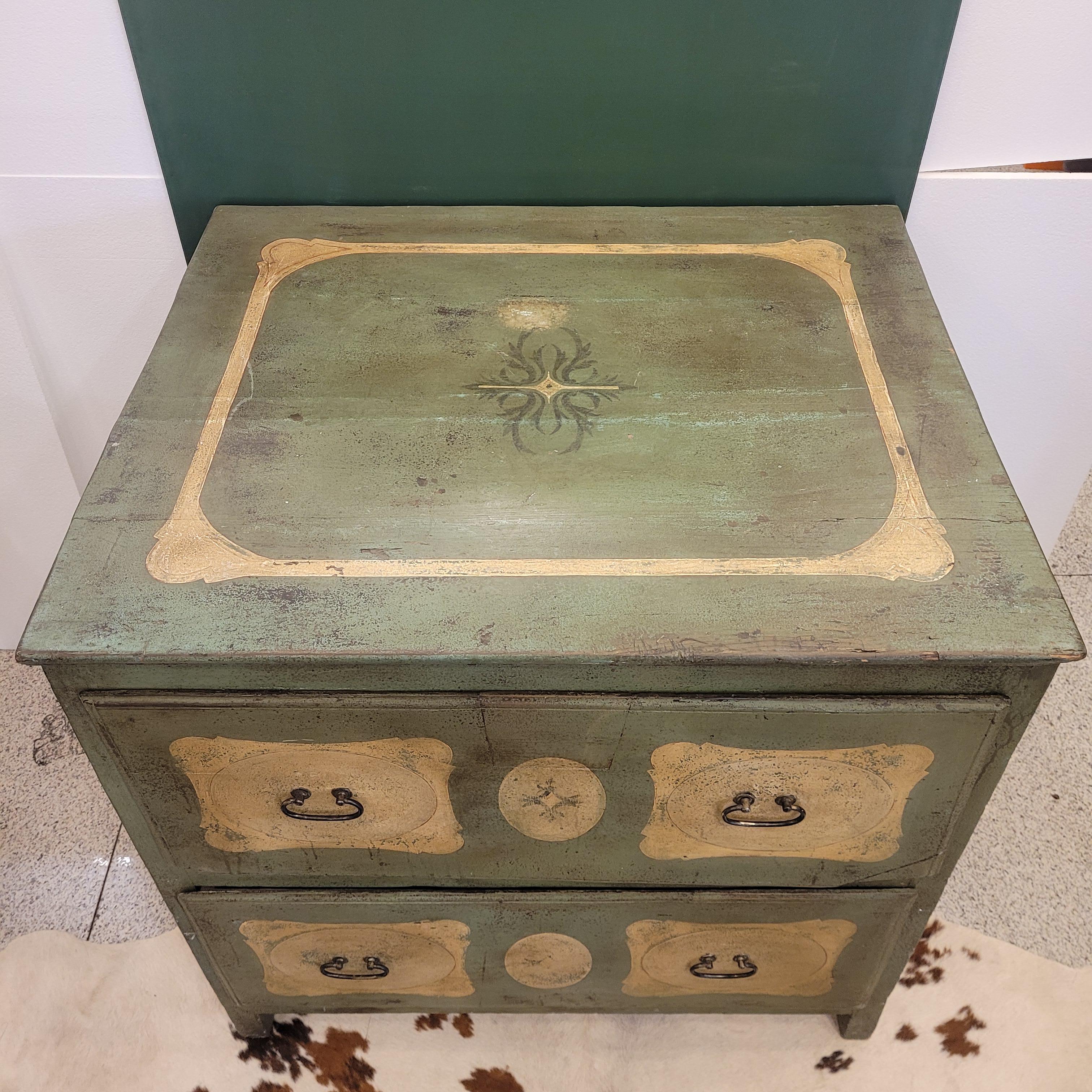 French Provincial green  Beige Commode Chest of drawers For Sale 13
