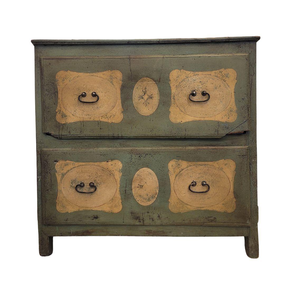 The 18th century French commode is a stunning example of furniture from that era. In this case it,s a large Commode as a chest !!!!It features two drawers, providing ample storage space for your belongings. The original hardware, such as handles and